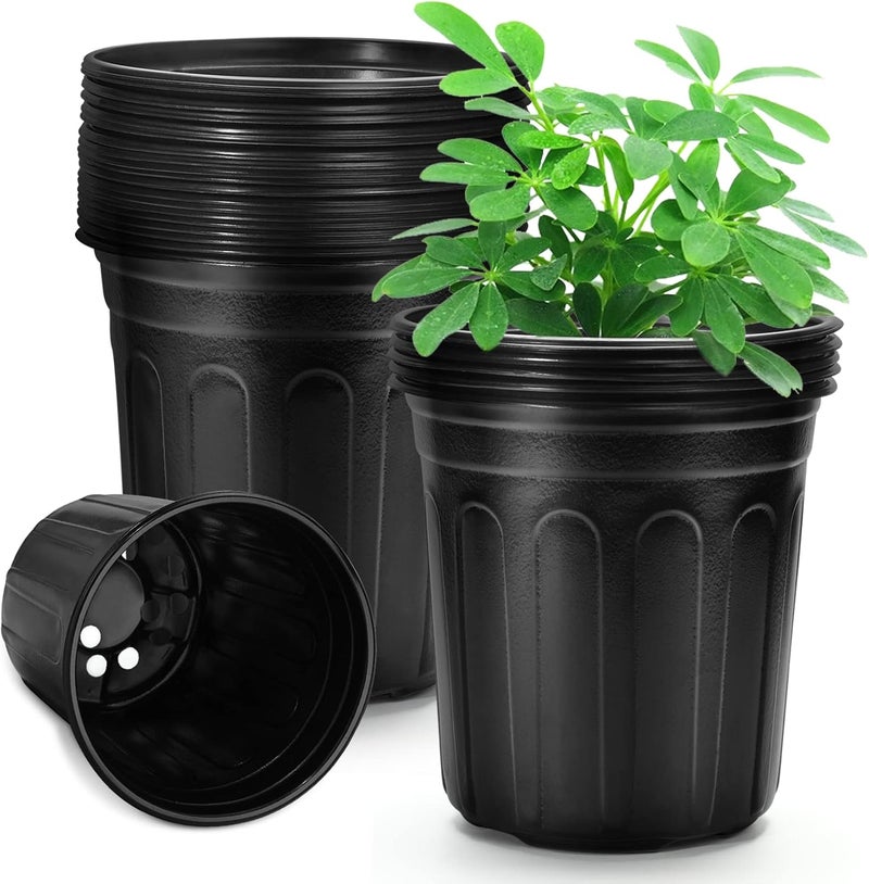 RAOOKIF 1 Gallon Pots for Plants, Flexible 1/2/3/5 Gallon Nursery Pots with Drainage, 1 Gallon Plastic Pots for Plants - Image 1